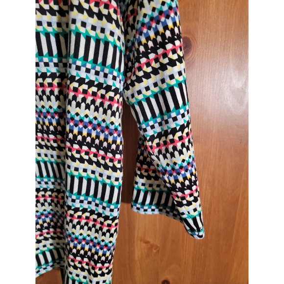 Rafaella Womens Shirt M Colorful Keyhole Neck Silver Rivets 3/4 Sleeves Cotton - Picture 5 of 6